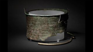 A photo of the Bromeswell bucket against a black background.